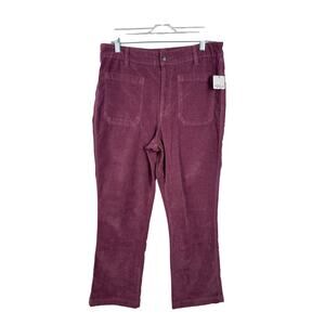 NWT Free People Purple Velvet Straight Ankle Pants Size 14 Front Pocket Boho